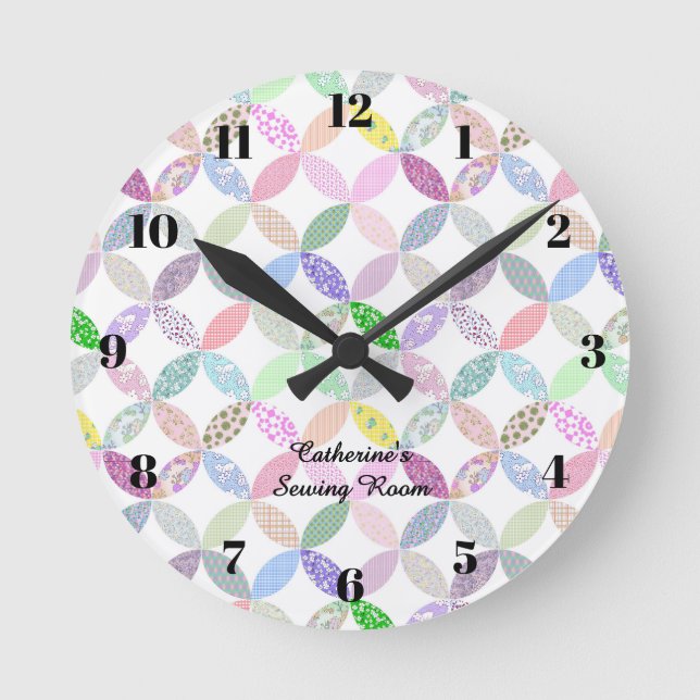 Pastel quilting clock sewing room quilt decor (Front)