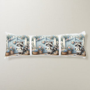 Pastel Raccoon Letter Garden Body Pillow