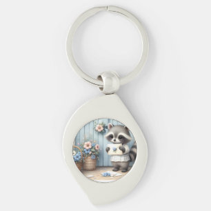 Pastel Raccoon Letter Garden Keychain