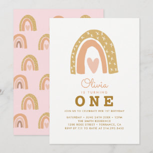 Pastel Rainbow 1er Anniversaire Invitation Cartes