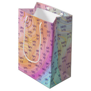 Pastel Rainbow 50th Birthday Medium Gift Bag
