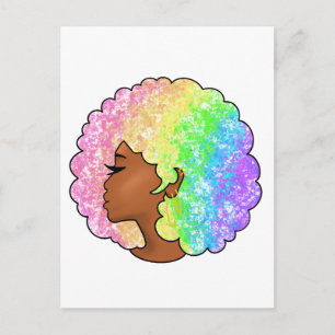Pastel Rainbow Afro Portrait Groovy Retro Curly  Invitation Postcard