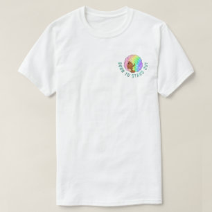 Pastel Rainbow Afro Portrait Groovy Retro Curly T-Shirt