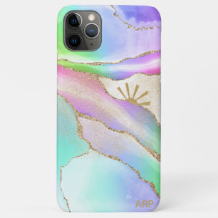 *~* Pastel Rainbow Agate Gold Sun Rays Star Dust iPhone 11 Pro Max Case