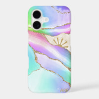 *~* Pastel Rainbow Agate Sun Rays Gold Star Dust
