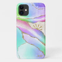 *~* Pastel Rainbow Agate Sun Rays Gold Star Dust