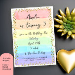 Pastel Rainbow and Gold Hearts Any Age Birthday Invitation<br><div class="desc">Cute and colourful birthday invitation with pastel rainbow brushstrokes,  a frame of gold love hearts and whimsical handwritten typography. The design is fully editable and easy to personalize for any age child. Please browse my Kids Birthday Invitations collection for more ideas.</div>