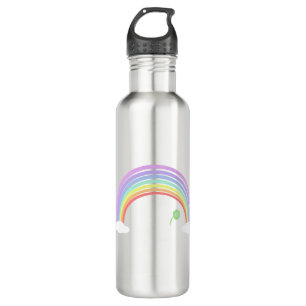 Pastel Rainbow and green flower on blue sky 710 Ml Water Bottle