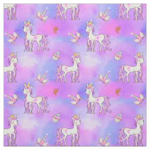 Pastel Rainbow and Pretty Unicorns  Fabric