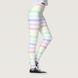 Pastel Rainbow and White striped leggings