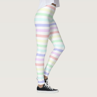 Pastel Rainbow and White striped leggings