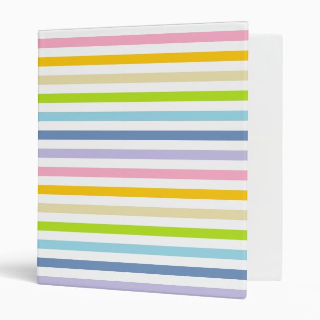 Pastel Rainbow and White Stripes Binder (Front/Inside)