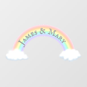 Pastel Rainbow Arch With Clouds Cute Personalized Window Cling