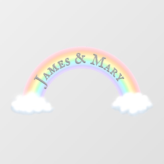 Pastel Rainbow Arch With Clouds Cute Personalized Window Cling (Sheet)