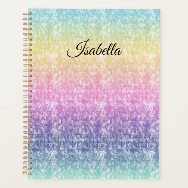 Pastel Rainbow avec nom de script ou votre texte (Devant)