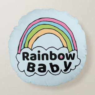 Pastel Rainbow Baby Birth Blessing Birth Miracle Round Pillow