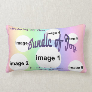 Pastel Rainbow Baby Girl Custom Photo Collage Lumbar Pillow