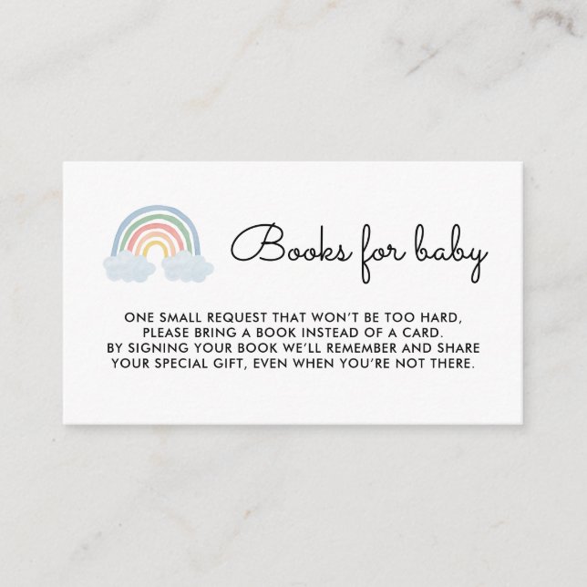 Pastel Rainbow Baby Shower Books for Baby Insert (Front)