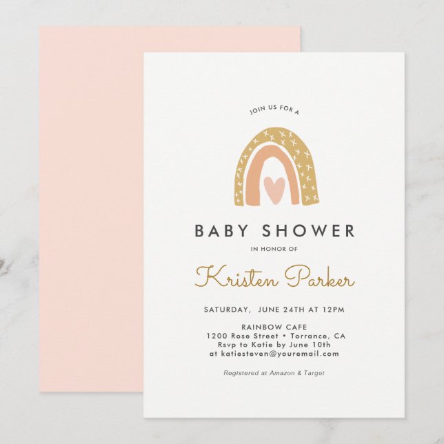 Pastel Rainbow Baby shower Cartes d'invitation (Devant / Derrière)