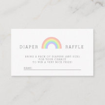 Pastel Rainbow Baby shower Diaper Carte Raffin