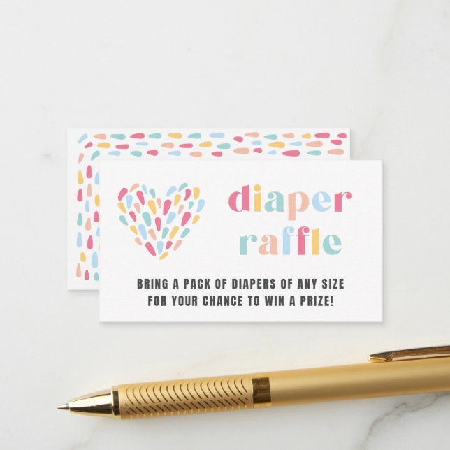 Pastel Rainbow Baby shower Diaper Carte Raffin (Devant/Arrière en situation)