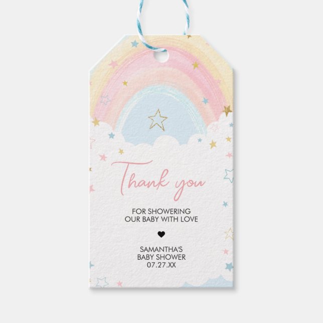 Pastel Rainbow Baby Shower Favour Tags (Front)