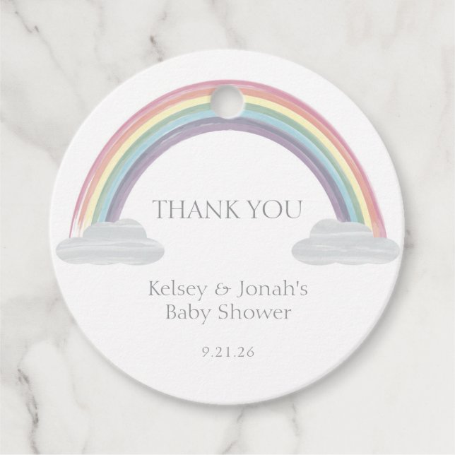Pastel Rainbow Baby Shower Favour Tags (Front)