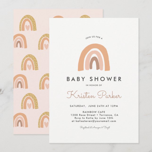 Pastel Rainbow Baby Shower Invitation Cards (Front/Back)