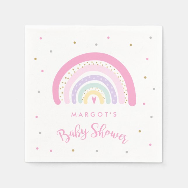 Pastel Rainbow Baby Shower Napkin (Front)
