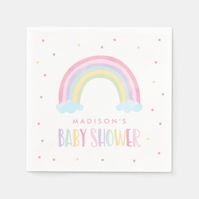 Pastel Rainbow Baby Shower Napkin (Front)