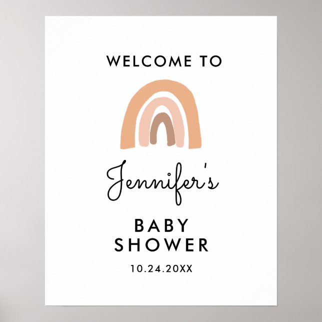 Pastel Rainbow Baby Shower Welcome Sign (Front)