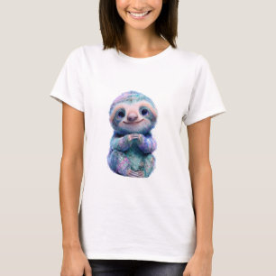 Pastel Rainbow Baby Sloth Graphic Women T-Shirt