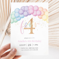 Pastel Rainbow Balloon Arch 4th Birthday Party