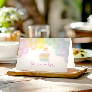 Pastel Rainbow Balloon Place Card Birthday Party