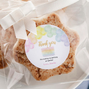 Pastel Rainbow Balloon Sticker d'anniversaire Étiq