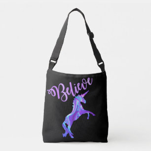 Pastel Rainbow Believe In Unicorns Crossbody Bag