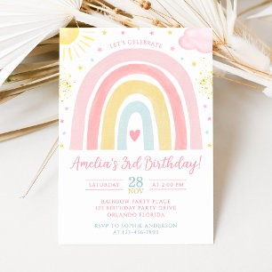 Pastel Rainbow Birthday Invitation