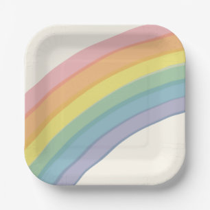 Pastel Rainbow Birthday Party Paper Plate