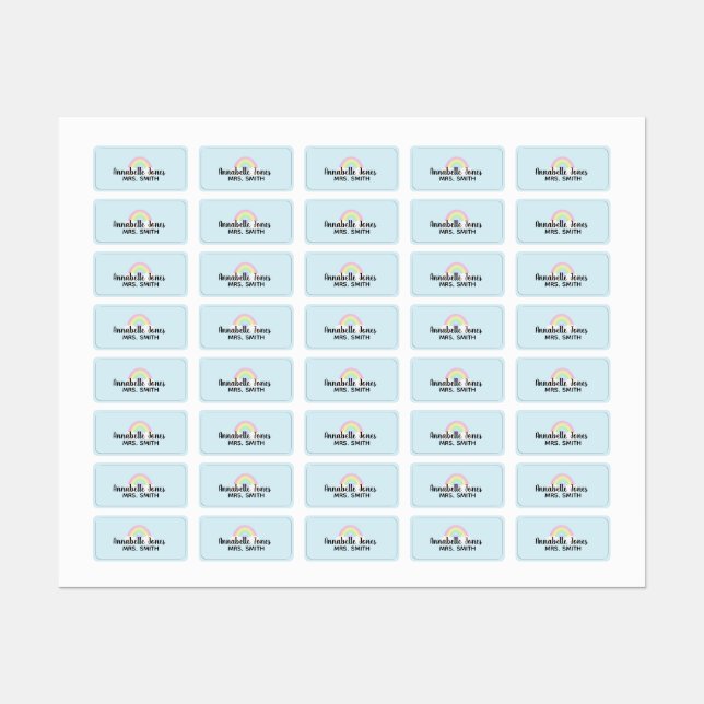 Pastel Rainbow Blue Waterproof Adhesive Clothing L (Sheet)