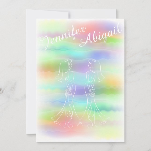 Pastel Rainbow Brides Faire-part de mariage gay (Devant)
