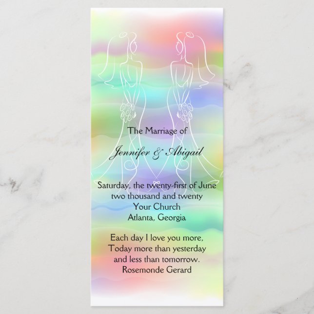 Pastel Rainbow Brides Programme de mariage (Devant)
