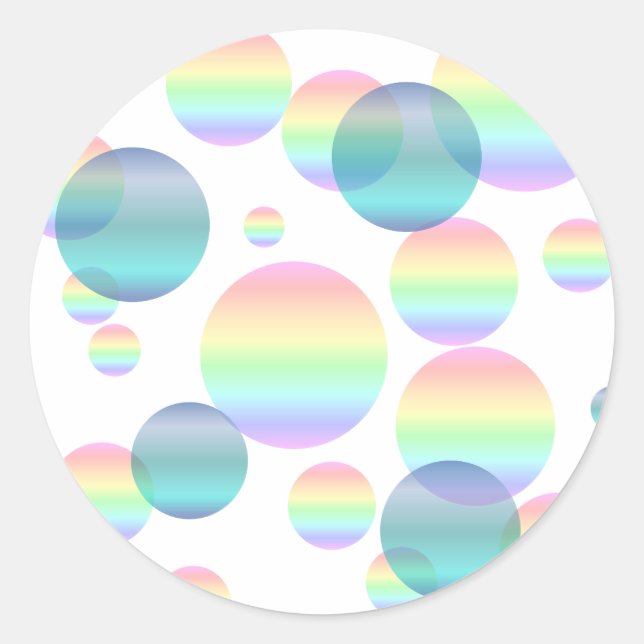Pastel Rainbow Bubbles Classic Round Sticker (Front)
