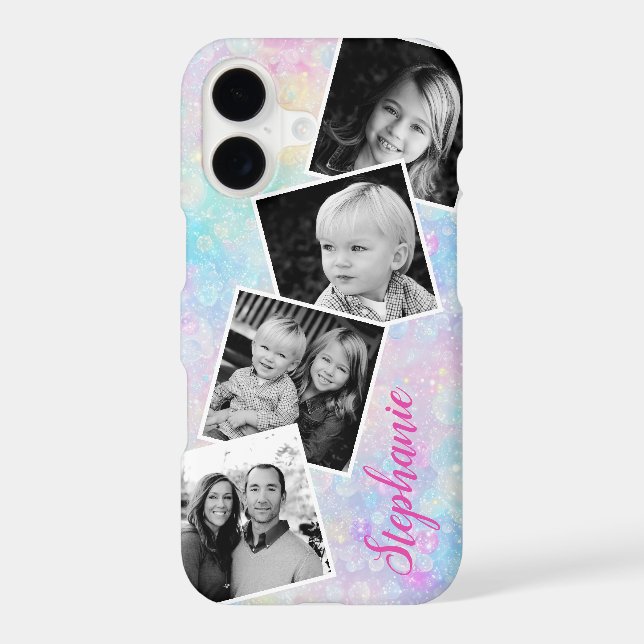 Pastel Rainbow Bubbles Photo Collage Personalized (Back)