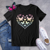 Pastel Rainbow Butterfly Heart T-Shirt
