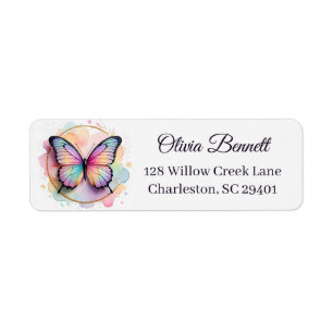 Pastel Rainbow Butterfly Splash Circle
