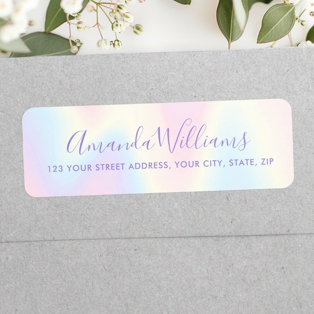 Pastel rainbow calligraphy script return address (Pastel rainbow calligraphy script return address label)