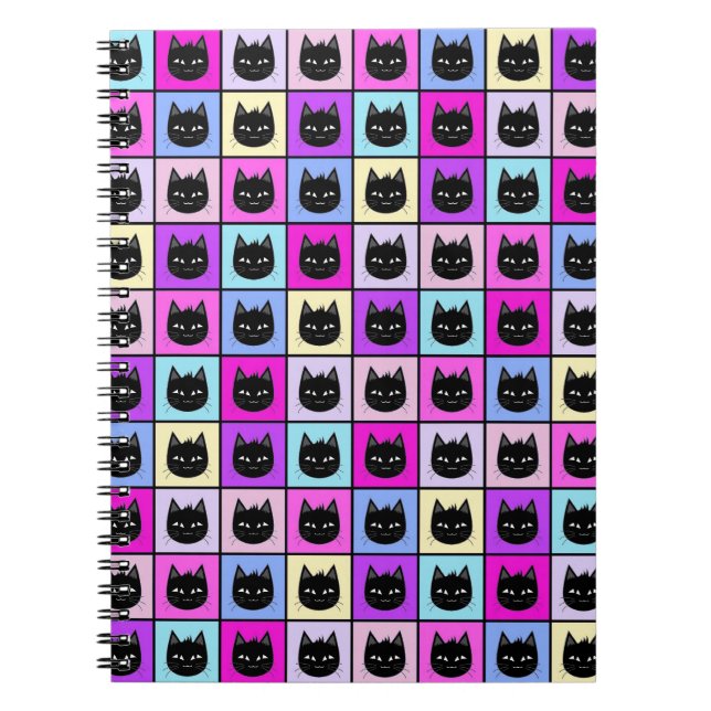 Pastel Rainbow Cat Pattern Notebook (Front)