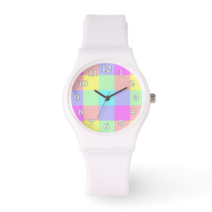Pastel Rainbow Chequered Watch