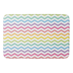 Pastel Rainbow Chevron Pattern Bath Mat