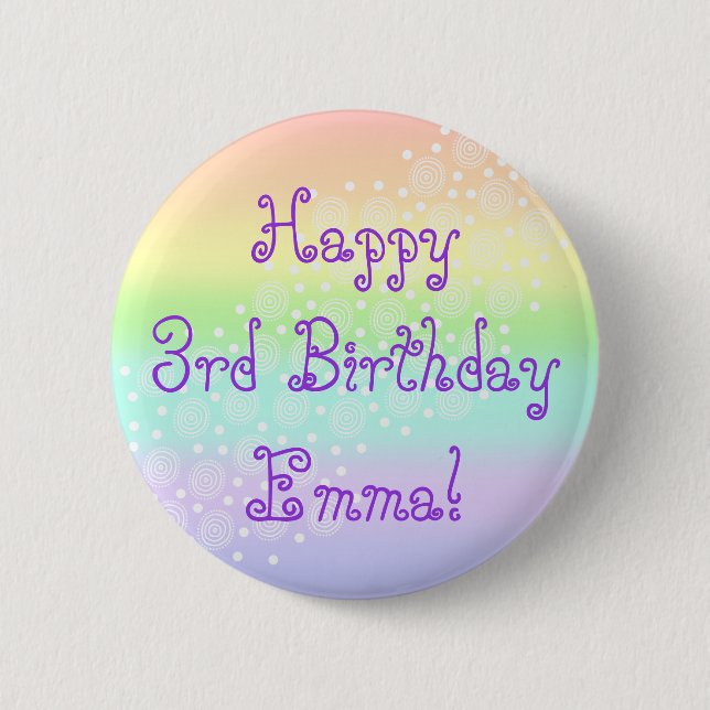 Pastel Rainbow Circles in Circles Button (Front)